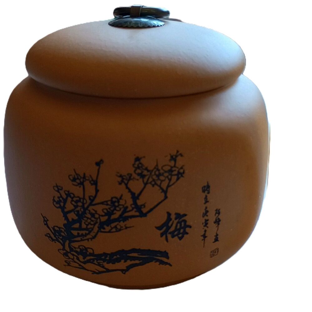 Chinese tea loose leaf herb clay pot canister Four Seasons plum series